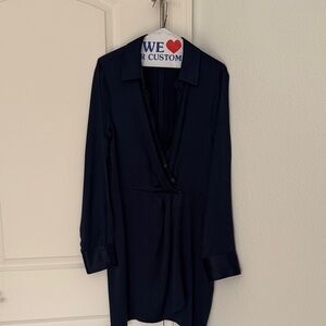 Reformation Navy Long Sleeve Dress